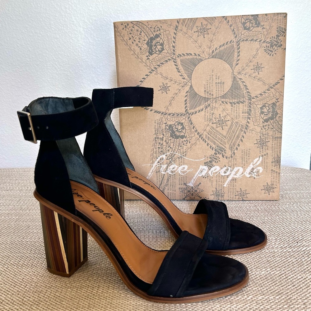 Free People Suede Serenity Ankle Strap Sandal In Black